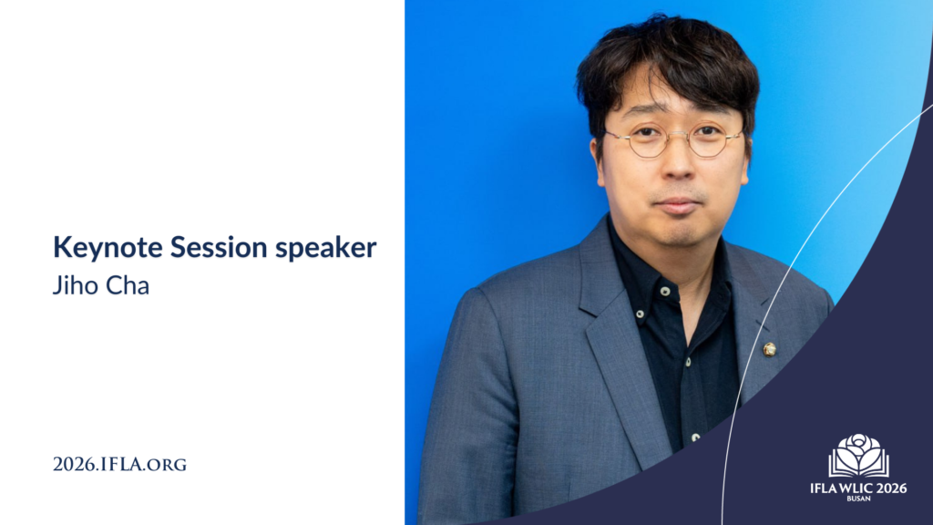 A portrait image of Jiho Cha, a keynote speaker at WLIC 2026