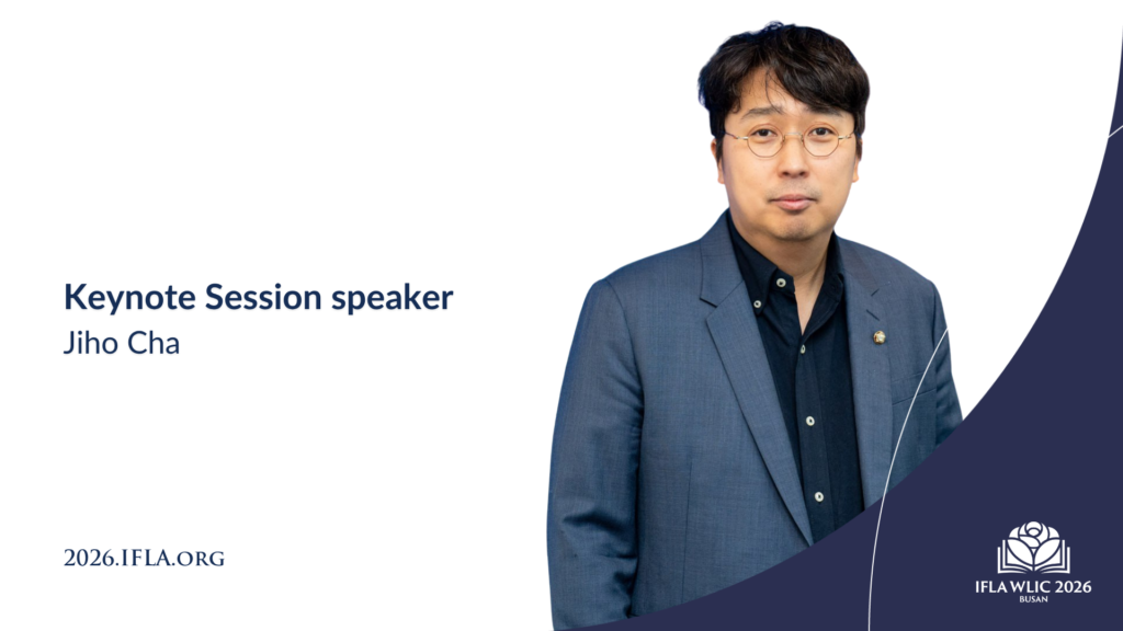 A portrait image of Jiho Cha, a keynote speaker at WLIC 2026