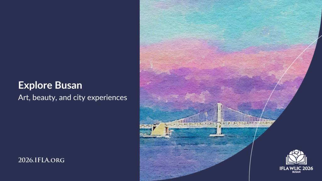 A watercolour painting of a bridge in Busan on water